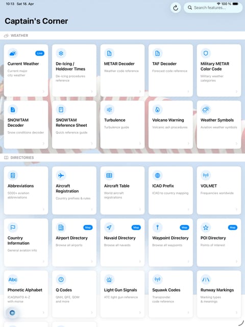 Captain's Corner reference tools