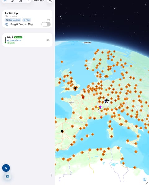 Trip planning panel